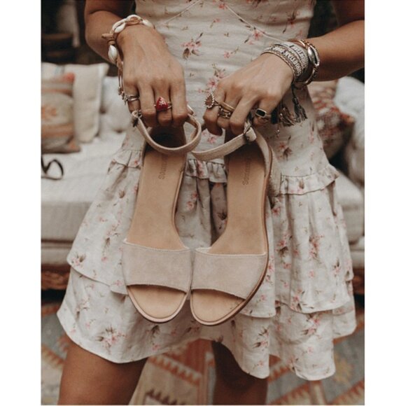 💕SOLUDOS💕 Capri Mid Heel Sandal ~ Sand Light Beige Neutral Espadrille 11 NWT - Picture 1 of 16